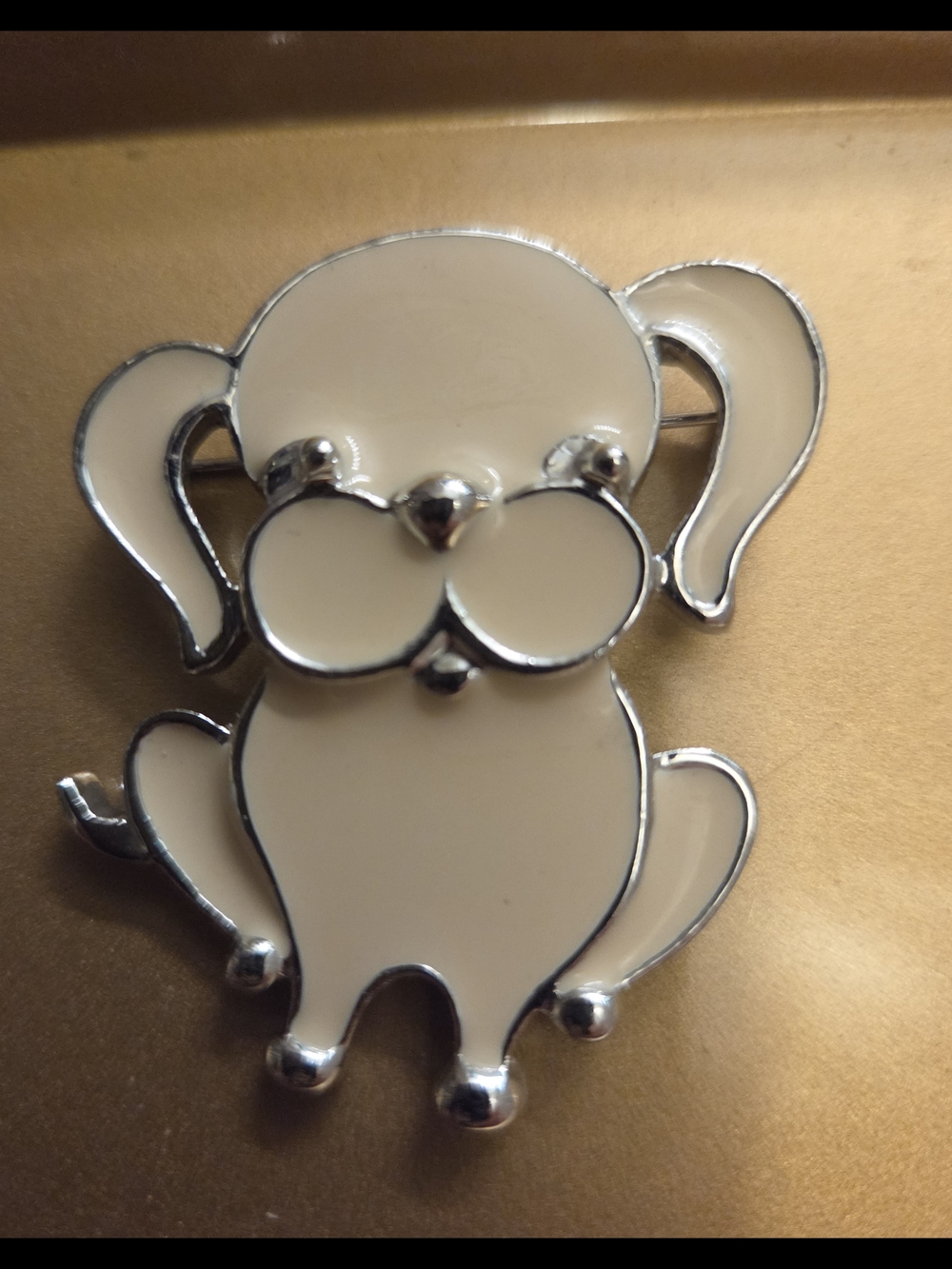 Vintage Signed Sarah Coventry Enamel 'Puppy Love' Pin Brooch